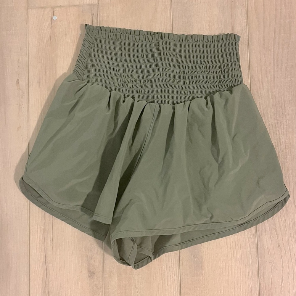 OFFLINE by Aerie Olive Green smocked shorts